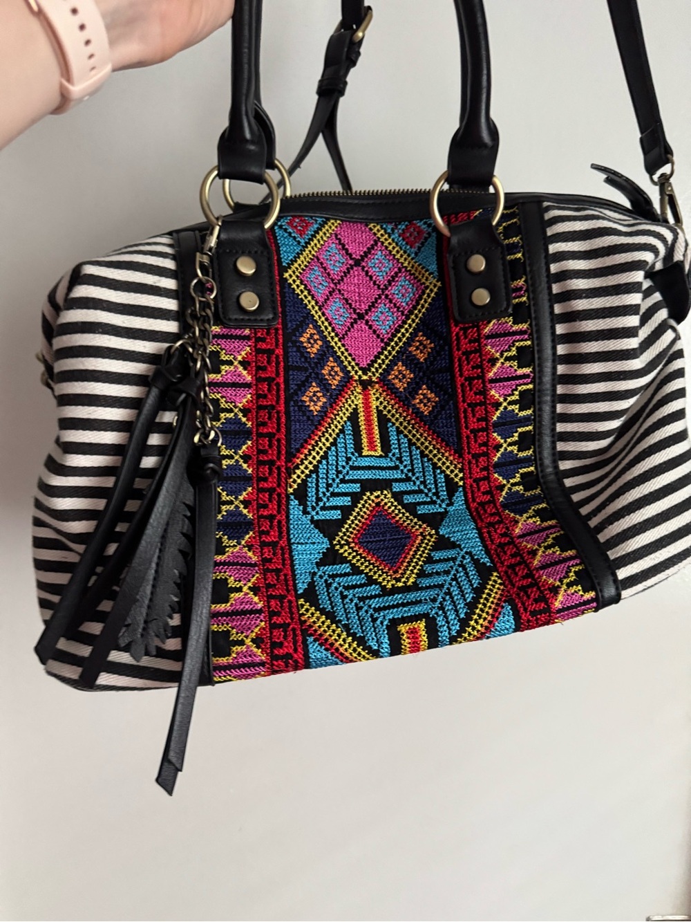 MMS Design Studio Black & Multicolor Embroidered Crossbody Bag